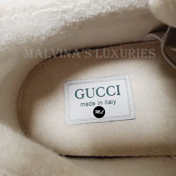 GUCCI SNEAKERS MENS ULTRAPACE SILVER LEATHER SHOES w LOGO